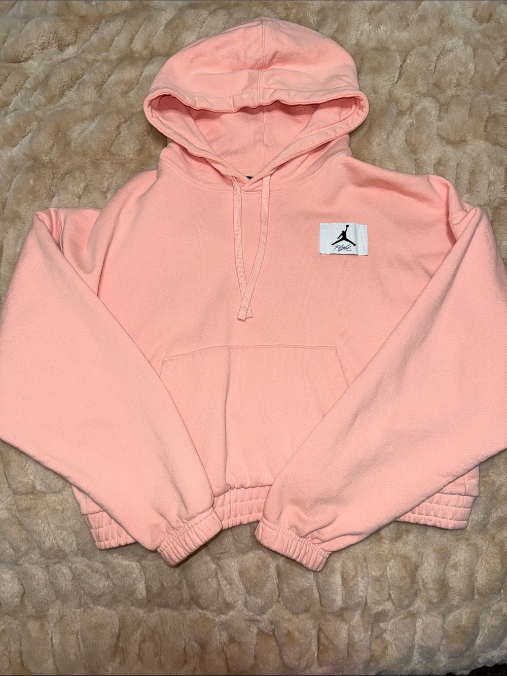 Nike Jordan Pink Hooded Cropped Sweatshirt with Patch Detail